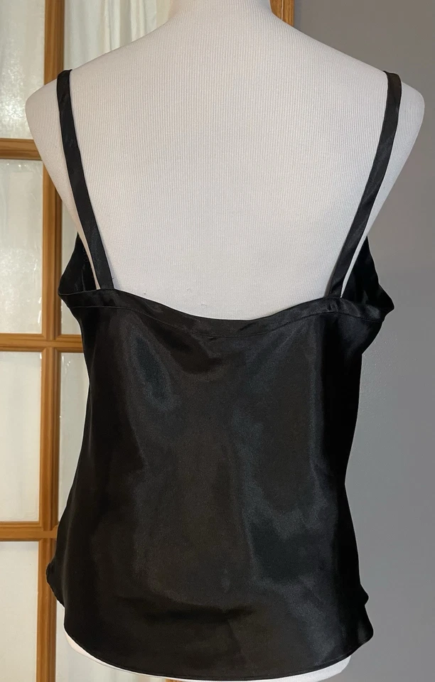 Top Babydoll para mujer Y2K L negro satinado cuello corazón caprichoso faidad ropa de club Foto 4 de 4