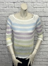 LOFT WOMEN'S MULTI COLOR STRIPED 3/4 SLEEVE SWEATER SIZE M