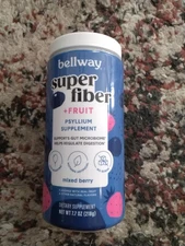 Bellway SUPER FIBER Psyllium Prebiotic MIXED BERRY- 7.7 Oz- Exp 03/2026