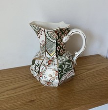 Masons Ironstone Hand Painted Green Appliqué Small Jug