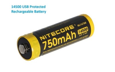Nitecore NL1475R USB Protected 14500 750mAh 3,6V Button Top Akku