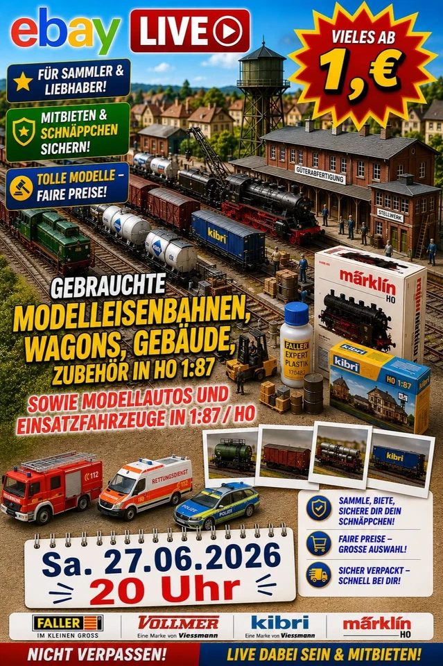 Gebrauchte Modelleisenbahnen, Wagons, Zubehör N/H0/TT und Modellautos 1:87