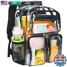 Vorspack Clear Backpack For School, Large Bookbag For Girls Boys, Black