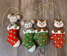 Vintage Bucilla Felt Christmas Ornaments Kittens And Mice 32271 Completed