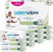 WaterWipes Sensitive+ Baby & Toddler Wipes, 720 Count (12 Packs), 3-In-1 Cleans,