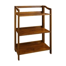 Stratford 3-Shelf Folding Bookcase-Warm Brown