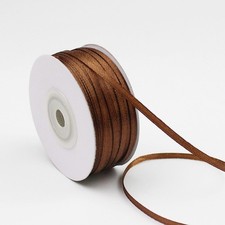Brown Ribbon 1/8 Inch x 100 Yards Double Face Solid Satin Gift Wrapping Thin