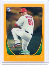 2011 BOWMAN CHROME #208 JORDAN WALDEN #2/25 ORANGE REFRACTOR RC - ANAHEIM ANGELS