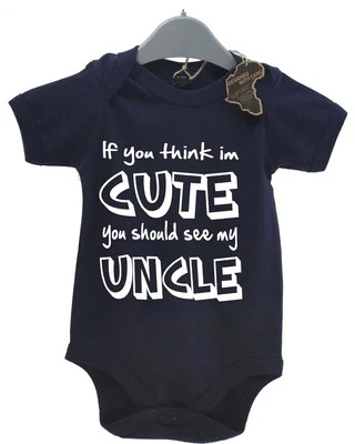 FUNKYTOTZ If You Think Im Cute You Should See My Uncle Baby Grow BabyGrow Funny Gift Vest