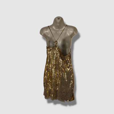 $695 Ramy Brook Women's Gold Wrenley Crystal Chainmail Mini Dress Size M/L  | eBay
