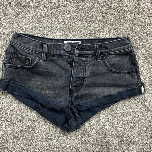 One Teaspoon Shorts womens 29 black Cut Off Distressed mid rise button fly