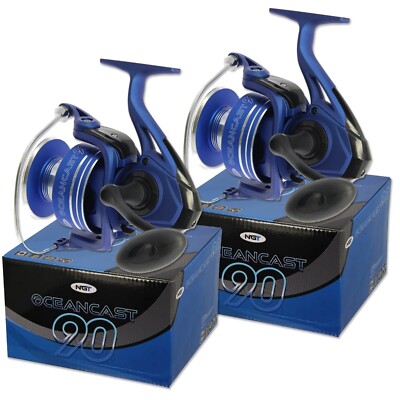 cheap sea fishing reels uk Sea Fishing Reels 6bb Large For Beach Surf Shore + Ali Spool Oceancast 90  NGT x2