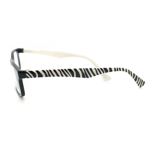 Clear Lens Eyeglasses Thin Rectangular Black Frame Color Zebra Print - Picture 21 of 21