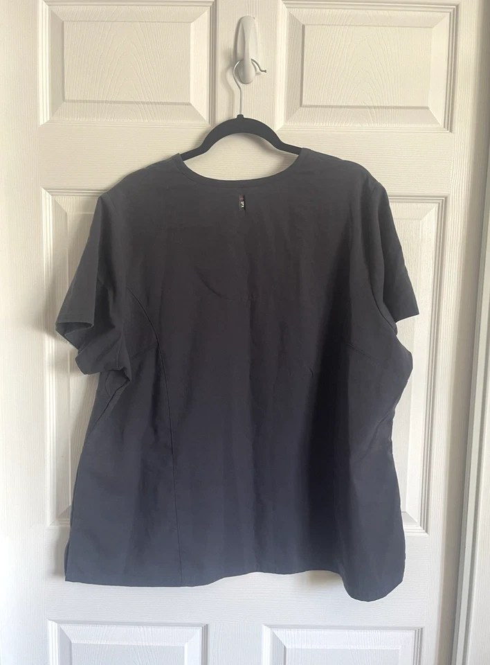 Grey's Anatomy Barco  Scrub Tops V-Neck Lot of 2 Solid Black & Gray Plus Sz 2XL - Image 4 of 4