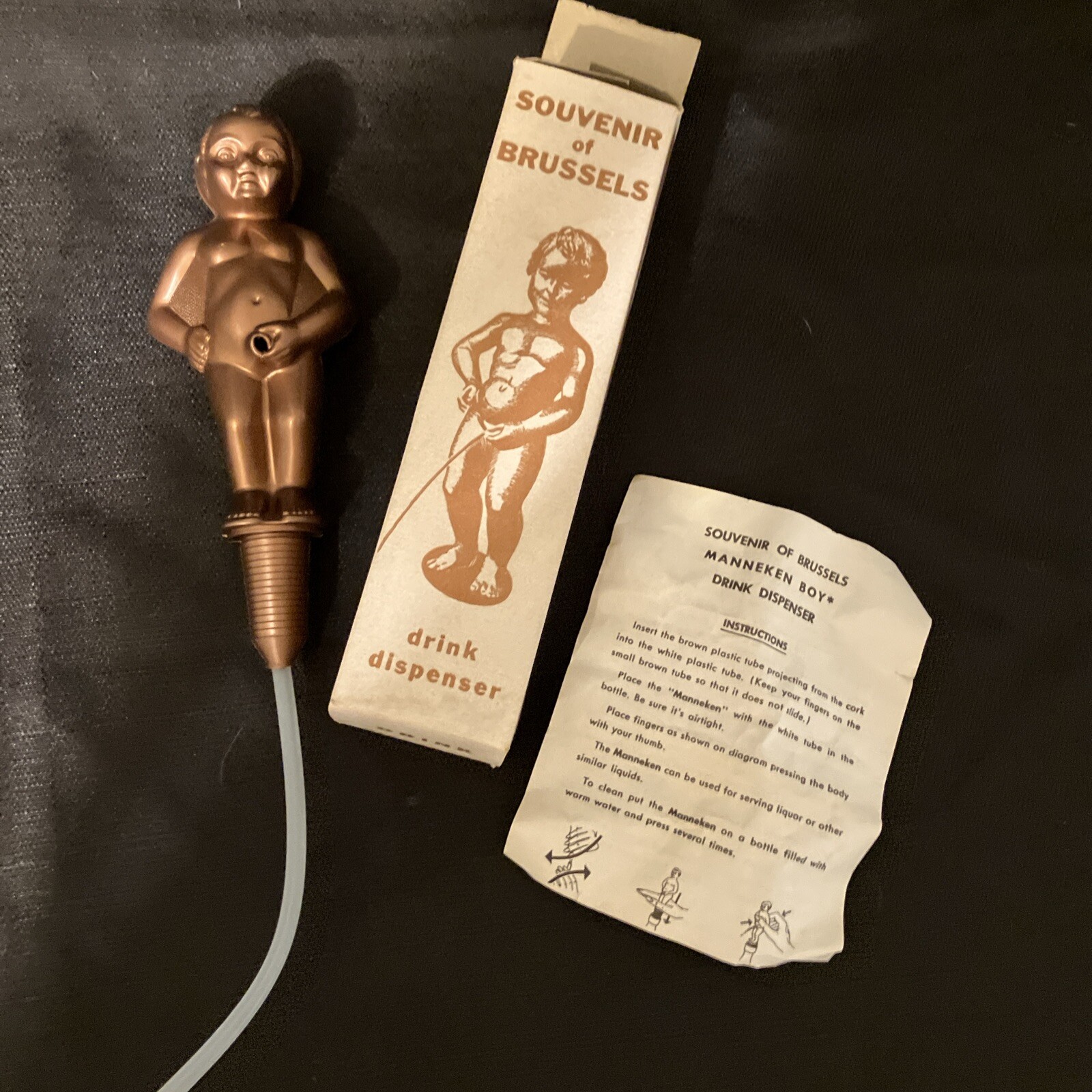 Vintage Manneken Boy Drink Dispenser Souvenir Of Brussels Novelty Bar ware