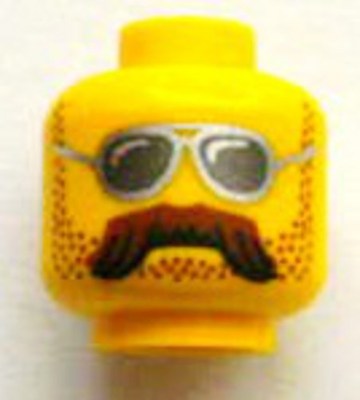 New LEGO Minifig HEAD Male Bushy Brown Moustache Silver Sunglasses Body Part New LEGO Minifig HEAD Male Bushy Brown Moustache Silver Sunglasses Body Part
