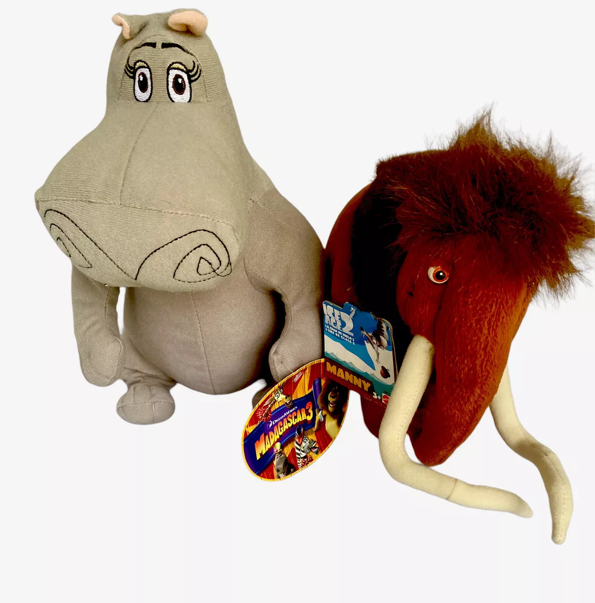 Madagascar 3 GLORIA the HIPPO And Mammoth Large 12 Licensed NWT