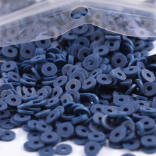 2000Pcs Dark Blue Clay Beads for Bracelets Making, Flat round Polymer Clay Beads