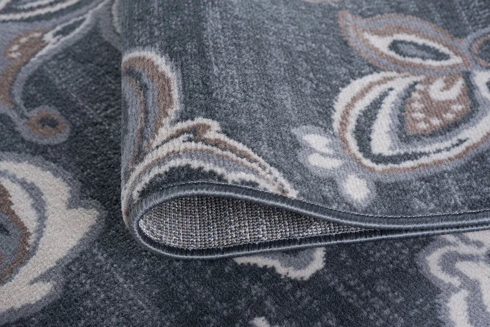 Gray Contemporary Synthetics Leaves Curves Blossoms Area Rug Floral MDN3541 - Image 2 of 4