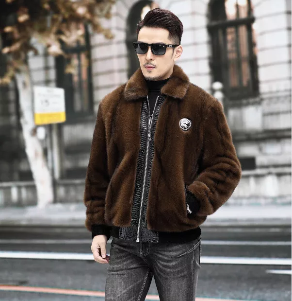 Mens mink fur bomber jacket cheap