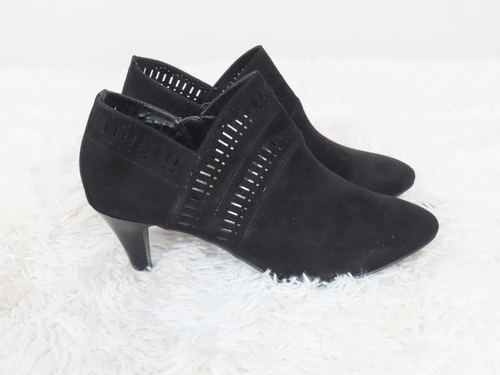 Karen Scott Black Perforated Marius Almond Toe Sculpted Heel Zip-Up Booties 12 - Picture 7 of 7