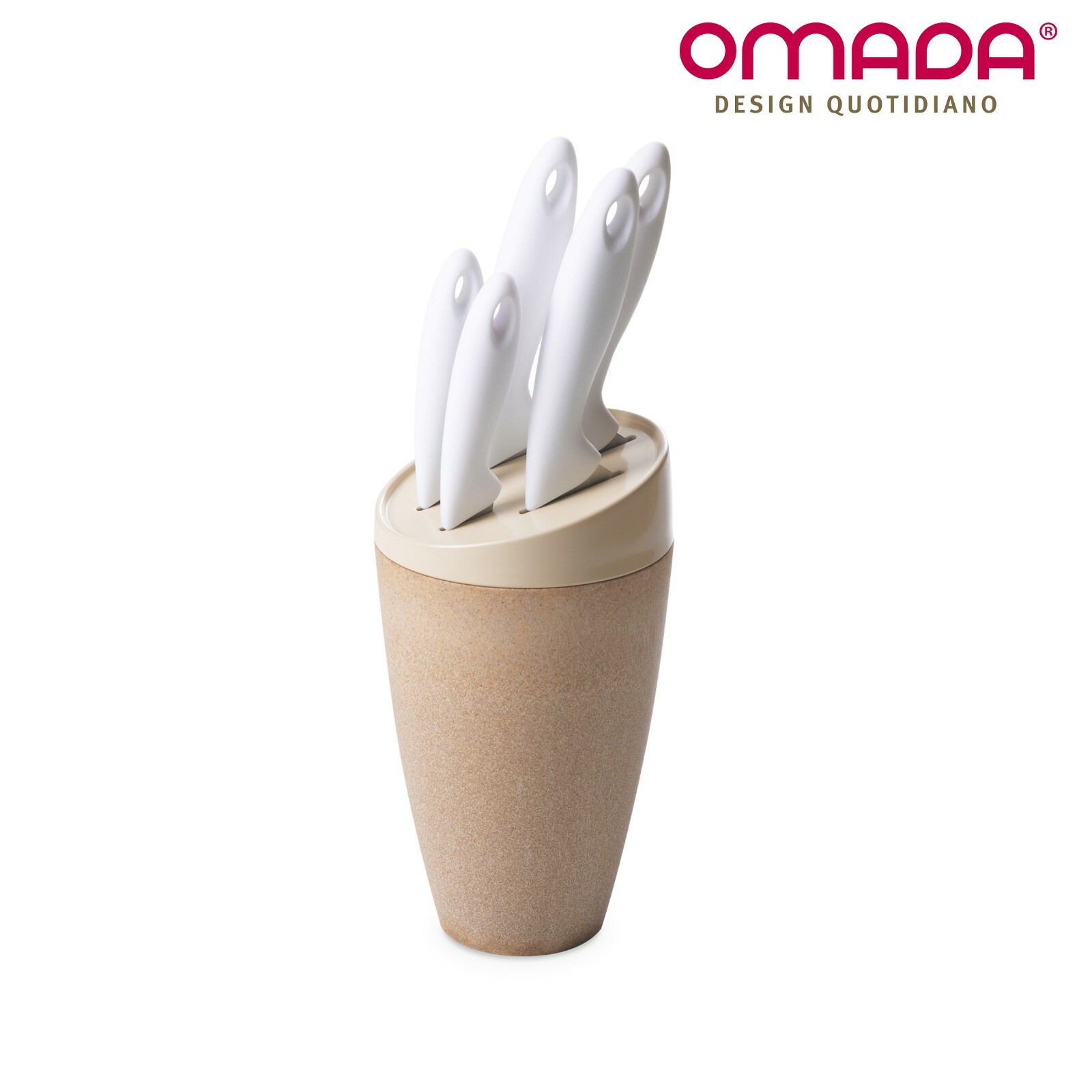 Porta Cuchillos Ceppo Con 5 de Acero Inoxidable, Línea Ecoliving Omada Design