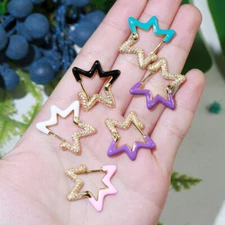 Women Fashion Gold Plated Cubic Zirconia Star Earrings Stud Huggie Hoop Jewelry