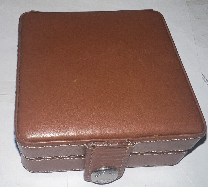 Vintage Cutter & Buck Travel Alarm Clock Compact in Leather Case Needs