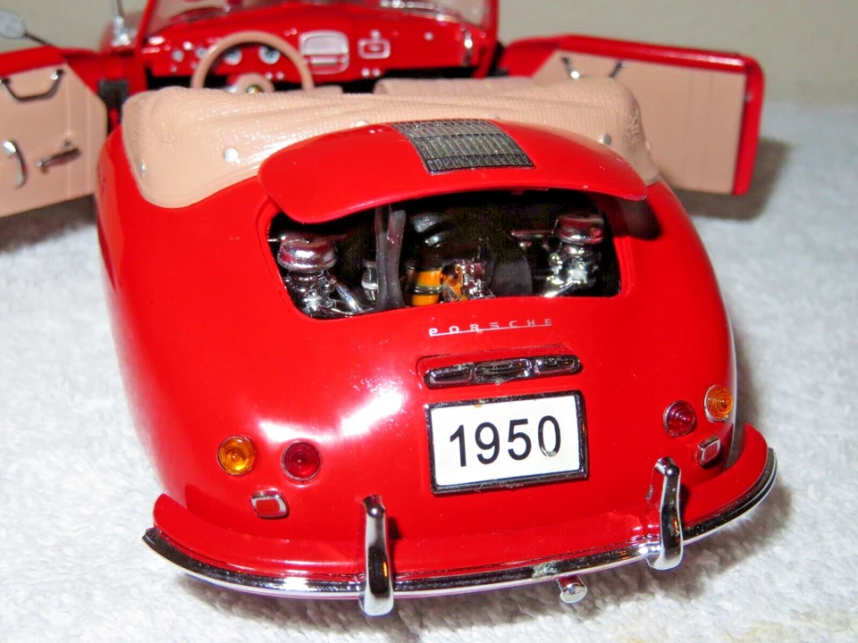 Porsche 356 Cabriolet 1950 rojo firma 1:18 puertas de apertura capó y maletero Foto 4 de 4