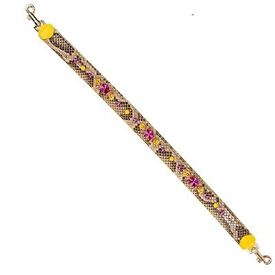 DOLCE & GABBANA Crystal Snake Leather Bag Strap Handle Beige DOLCE & GABBANA Crystal Snake Leather Bag Strap Handle Beige
