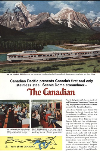 1955 Canadian Pacific: Scenic Dome Streamliner Rockies Vintage Print Ad - 第 1/1 張圖片