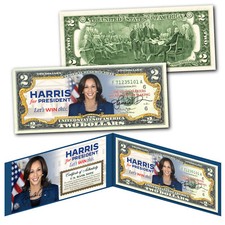 KAMALA HARRIS For PRESIDENT 2024 Official Genuine Legal Tender $2 Bill w/ Folio