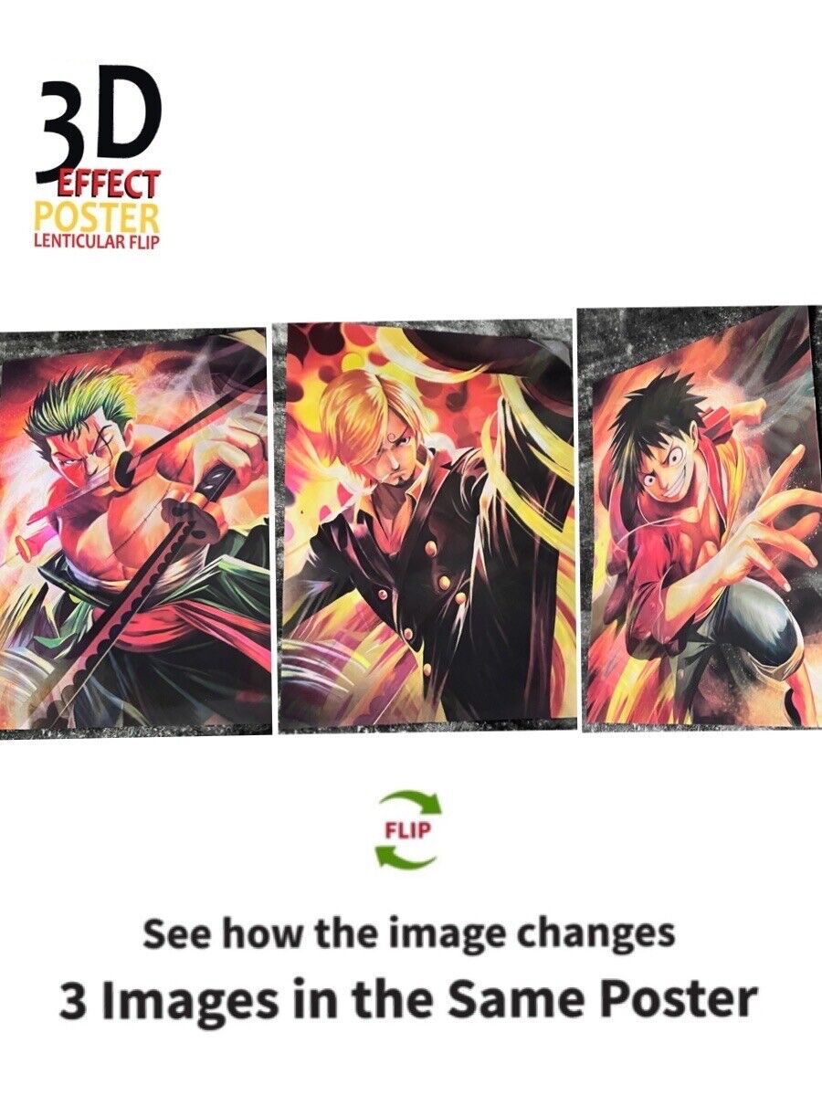 Luffy Zoro Sanji Motion Lenticular Sticker