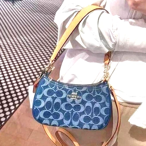 Borsa a tracolla Coach Caf82 Teri firmata denim denim prodotto outlet naturale