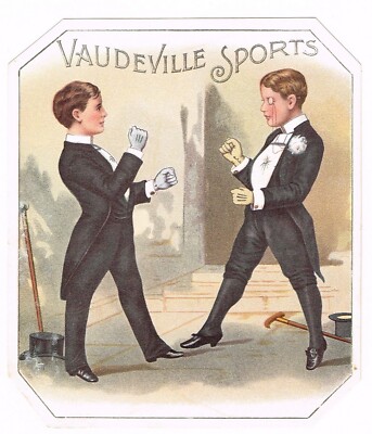 1890S CIGAR BOX LABEL ANTIQUE UPPER EAST SIDE NEW YORK SOCIETY BOXING BOXER CAD