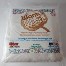 Warm & White Needled Cotton Batting Queen Size Bed Quilt 90" X 108" Warm Company