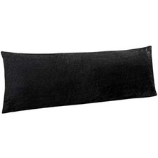 1 Pack Zippered Velvet Body Pillow Cover, Super Soft and Cozy 20" x 54" Black