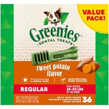 GREENIES Regular Natural Dog Dental Treats 36 Count Sweet Potato Flavor