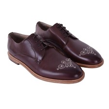 DOLCE & GABBANA Studded Leather Derby Shoes MARSALA Brown 43 US 10 UK 9