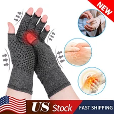 Anti-Slip Copper Compression Gloves Medical Arthritis Pain Relief Hand Support 