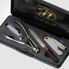 777 Three Seven Silver Nail Clipper 4 Pieces Beauty Set TS-032C Made in Korea