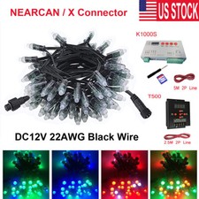 1000pcs 12V WS2811 LED Pixel String Light 12mm Bullet RGB Addressable Full Color