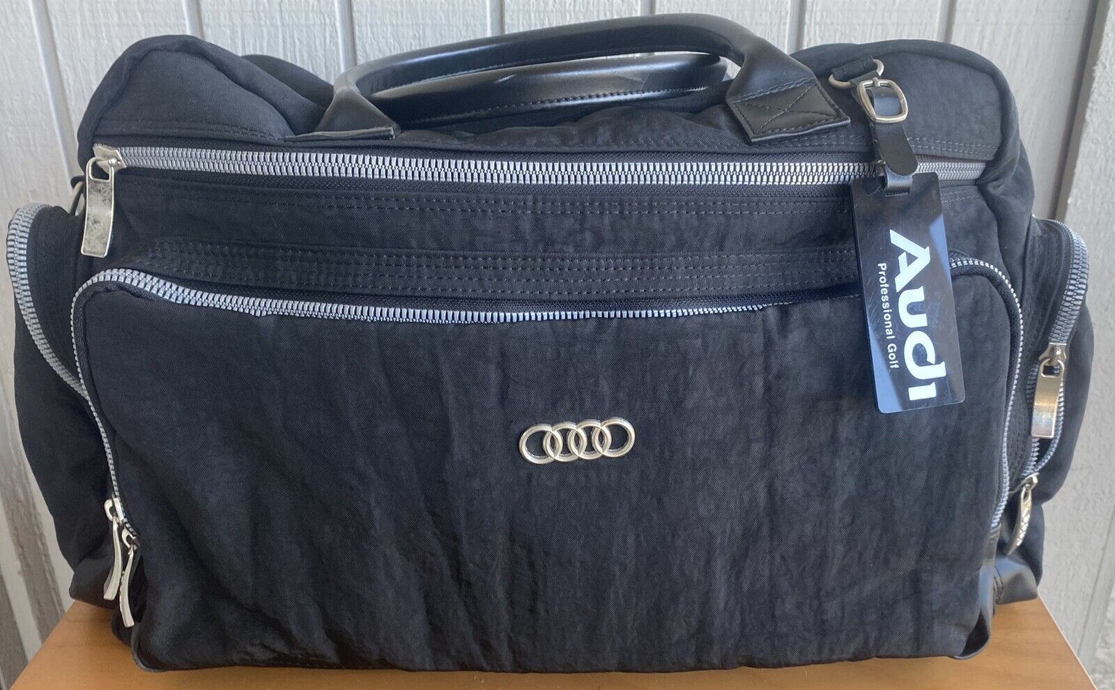 Audi Professional Golf Duffle Bag Multi Pocket Nylon Zippered Bag Black