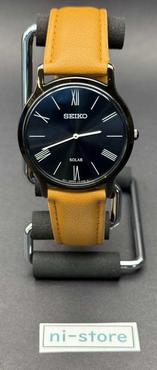 Seiko V115-0BE0 Solar Quartz 37mm Black Dial Mens Watch - Rank A