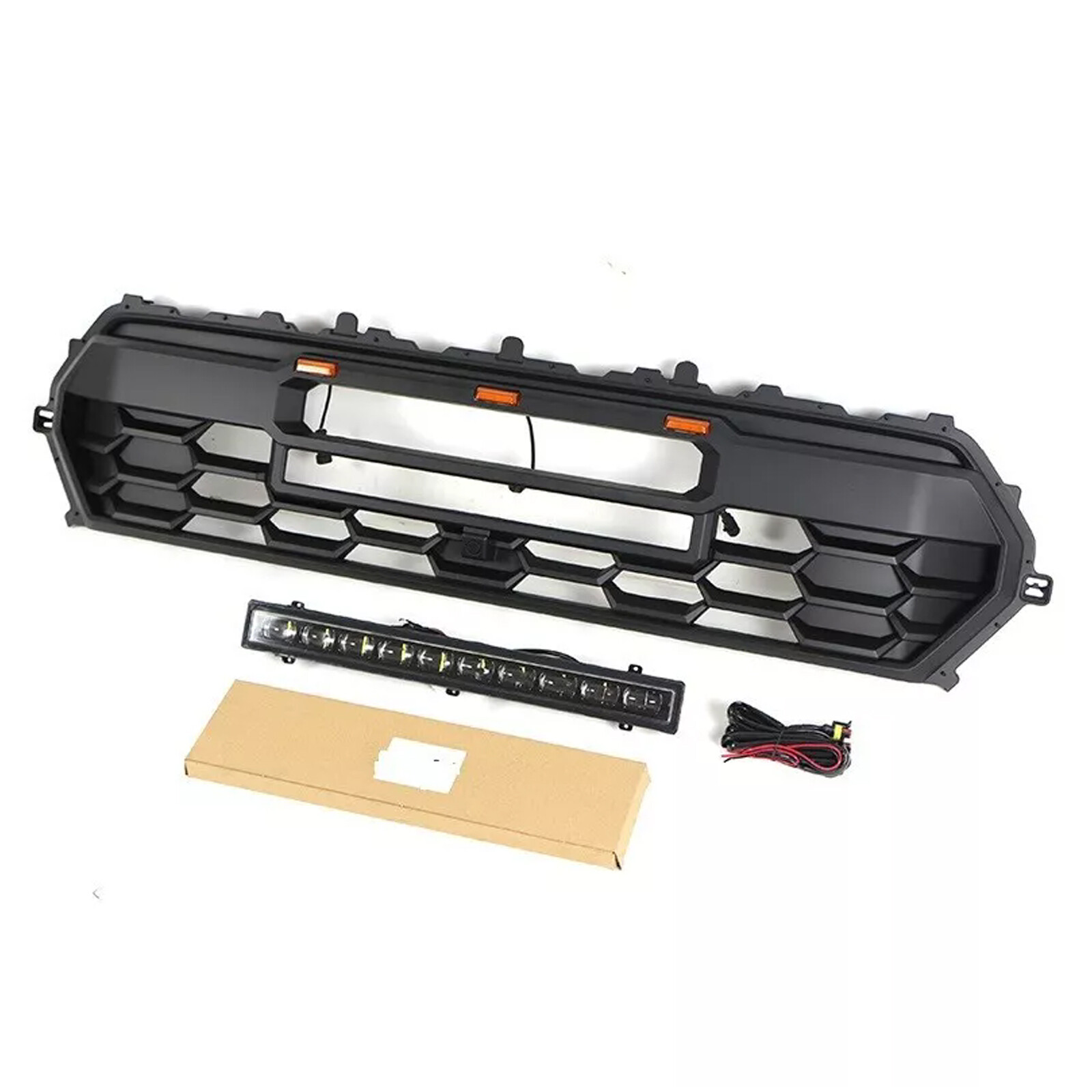 Black Front Bumper Grille Fit For TOYOTA TACOMA 2024 Grill With LED&Light bar Mt