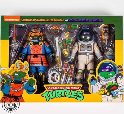 NECA Ninja Turtles Samurai Adventure Michelangelo & Space Donatello Cartoon TMNT