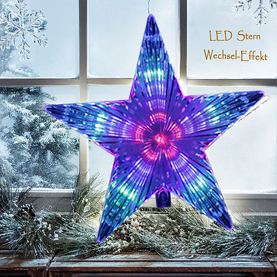 LED Stern Christbaumspitze Weihnachtsstern 230V Lauflicht Fensterdeko Dekostern
