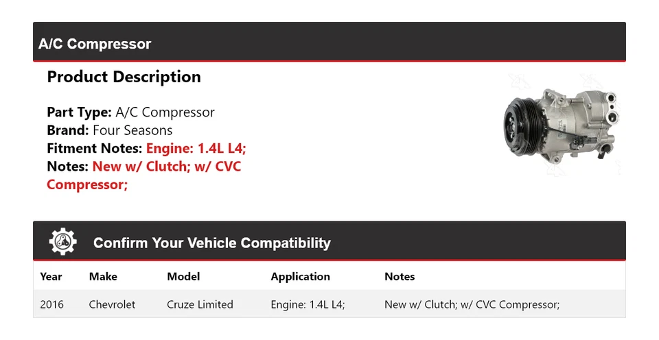 Compressor A/C Chevrolet Cruze Limited 1.4L L4 2016 4 estações - Imagem 2 de 4