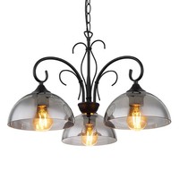 Pendellampe HäNgelampe HäNgeleuchte Esszimmerlampe 3 Flammig Rauchglas D 56 Cm