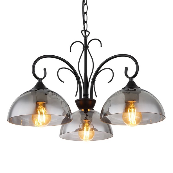 Pendellampe HäNgelampe HäNgeleuchte Esszimmerlampe 3 Flammig Rauchglas D 56 Cm-image
